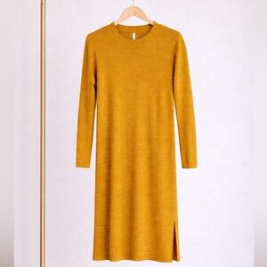 HP! ✨ Free People Mustard Knit Sweater Midi Dress - Size Small